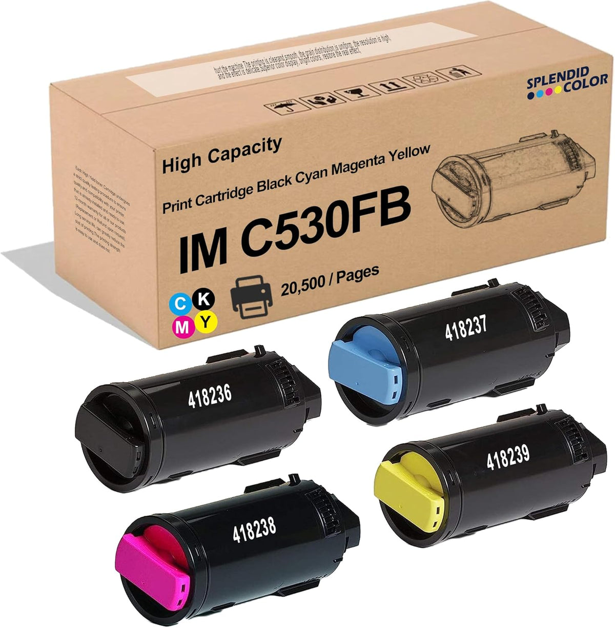 IM C530 IMC530FB IM C530FB Toner Cartridge 418236 418237 418238 418239 Replacement for Savin Lanier IM C530 IM C530FB Printer