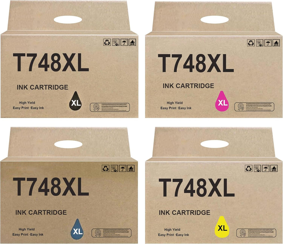 T748 748 T748XL Ink Cartridge Replacement for WF-6090 WF-6530 WF-6590 WF-8090 WF-8590 Color Set Printer.