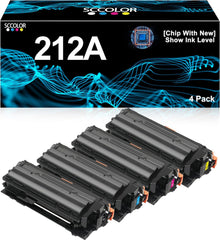 212A Toner Cartridge Remanufactured with New Chip W2120A W2121A W2122A W2123A 212A Toner Cartridge Replacement for Color Enterprise M554dn M555 Flow MFP M578Z M578C Printer