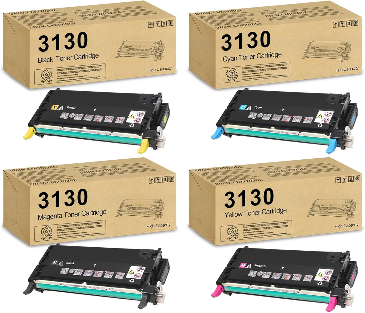 3130 Toner Cartridge 330-1198 330-1199 330-1200 330-1204 Replacement for Dell 3130 3130CND 3130CN Printers.4 Pack